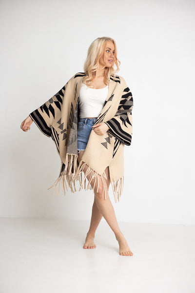 Aztec kuvioitu neuletakki beige