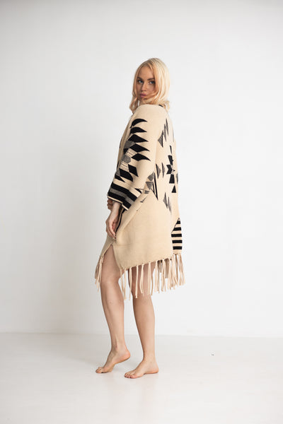 Aztec kuvioitu neuletakki beige